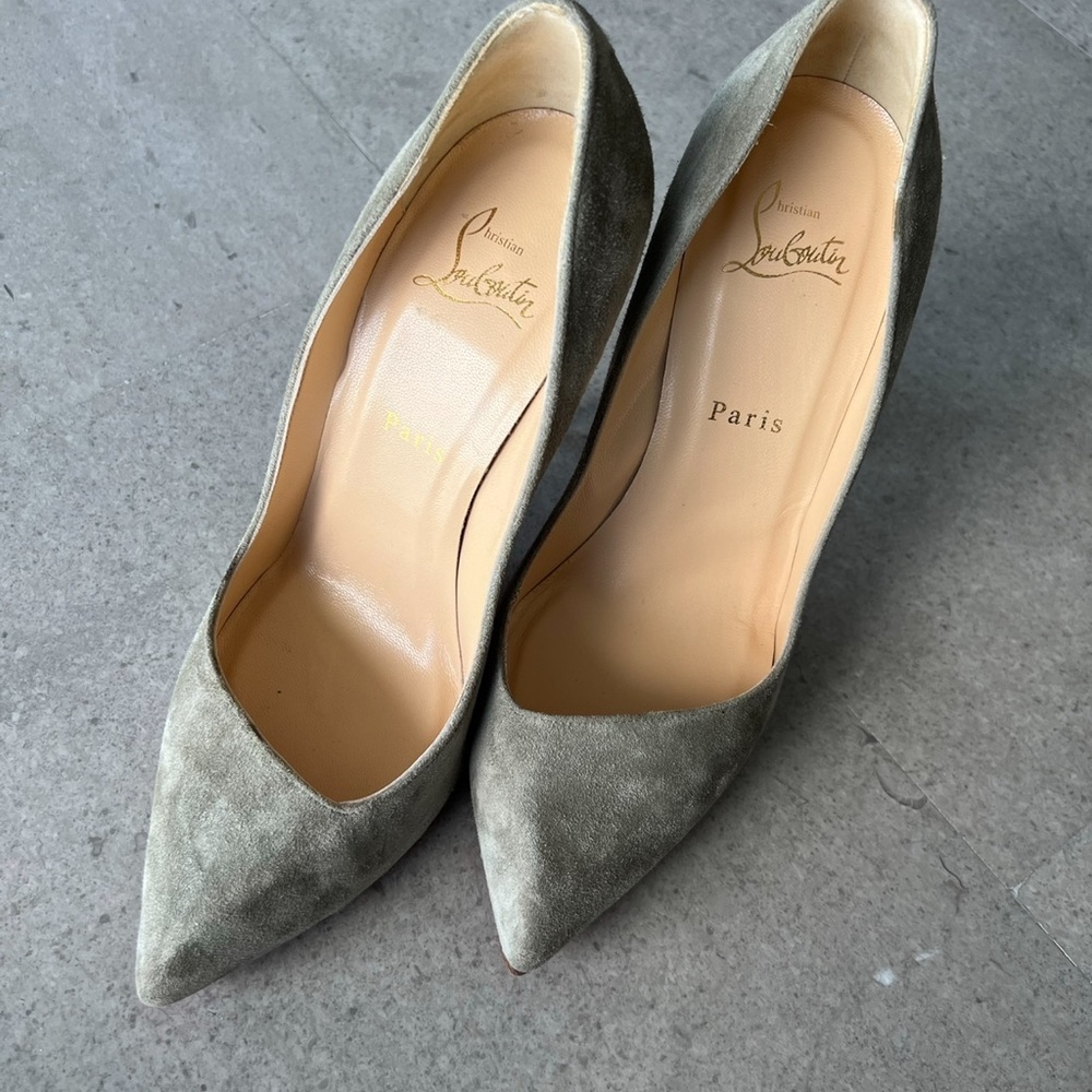Christian Louboutin Grey Suede Pumps
